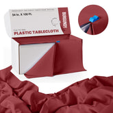 54 In. x 100 Ft. Cut To Size Burgundy Plastic Table Roll | 6 Pack